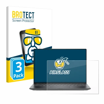 Parte frontal de un envase de producto con el logotipo de la marca BROTECT. Al lado se muestra el dispositivo Dell Precision 5