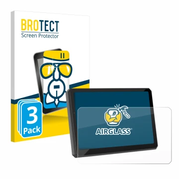 Parte frontal de un envase de producto con el logotipo de la marca BROTECT. Al lado se muestra el dispositivo Carpuride W712D 