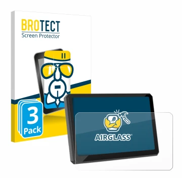 Parte frontal de un envase de producto con el logotipo de la marca BROTECT. Al lado se muestra el dispositivo Carpuride W702BS