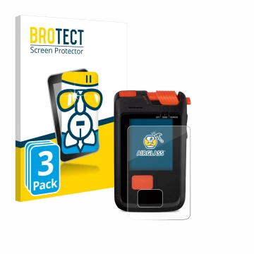 Parte frontal de un envase de producto con el logotipo de la marca BROTECT. Al lado se muestra el dispositivo Mammut Barryvox 