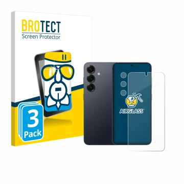 Parte frontal de un envase de producto con el logotipo de la marca BROTECT. Al lado se muestra el dispositivo Samsung Galaxy S