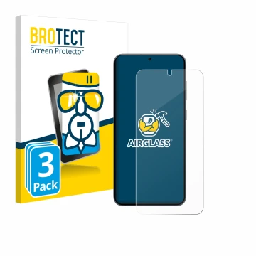Parte frontal de un envase de producto con el logotipo de la marca BROTECT. Al lado se muestra el dispositivo Samsung Galaxy S