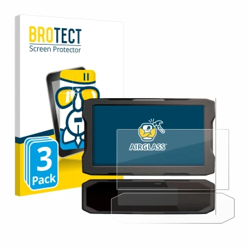 Parte frontal de un envase de producto con el logotipo de la marca BROTECT. Al lado se muestra el dispositivo Honda NT 1100 20