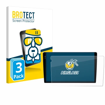 Parte frontal de un envase de producto con el logotipo de la marca BROTECT. Al lado se muestra el dispositivo Teyes CC3 9