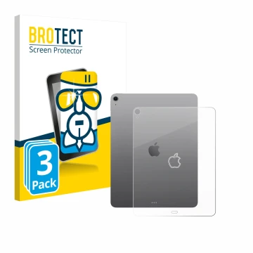 Parte frontal de un envase de producto con el logotipo de la marca BROTECT. Al lado se muestra el dispositivo Apple iPad Air 1