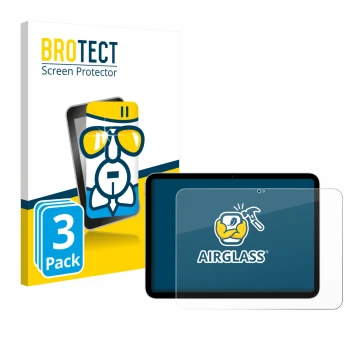 Parte frontal de un envase de producto con el logotipo de la marca BROTECT. Al lado se muestra el dispositivo Apple iPad A16 1