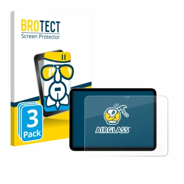 Parte frontal de un envase de producto con el logotipo de la marca BROTECT. Al lado se muestra el dispositivo Apple iPad A16 1