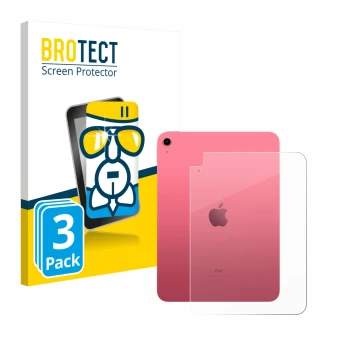 Parte frontal de un envase de producto con el logotipo de la marca BROTECT. Al lado se muestra el dispositivo Apple iPad A16 1