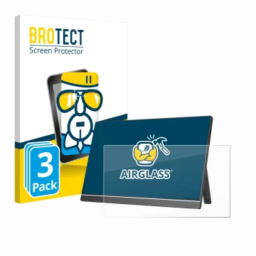 Parte frontal de un envase de producto con el logotipo de la marca BROTECT. Al lado se muestra el dispositivo Arzopa Z1RC 16