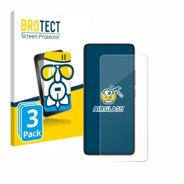 Parte frontal de un envase de producto con el logotipo de la marca BROTECT. Al lado se muestra el dispositivo Xiaomi Poco F7 U