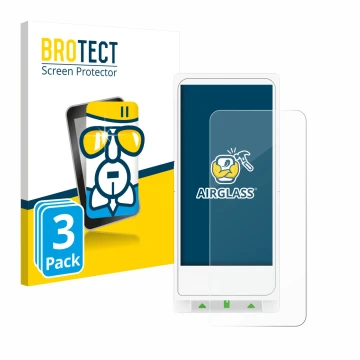 Parte frontal de un envase de producto con el logotipo de la marca BROTECT. Al lado se muestra el dispositivo Clover Flex con 