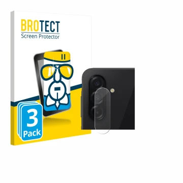Parte frontal de un envase de producto con el logotipo de la marca BROTECT. Al lado se muestra el dispositivo Samsung Galaxy A
