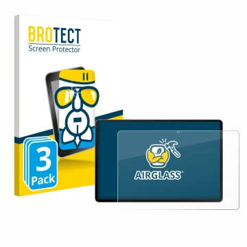 Parte frontal de un envase de producto con el logotipo de la marca BROTECT. Al lado se muestra el dispositivo Samsung Galaxy T