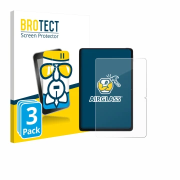 Parte frontal de un envase de producto con el logotipo de la marca BROTECT. Al lado se muestra el dispositivo Xiaomi POCO Pad 