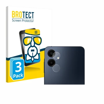 Parte frontal de un envase de producto con el logotipo de la marca BROTECT. Al lado se muestra el dispositivo Samsung Galaxy A