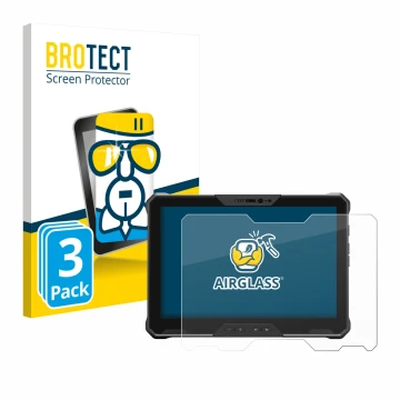 Parte frontal de un envase de producto con el logotipo de la marca BROTECT. Al lado se muestra el dispositivo Dell Latitude 70