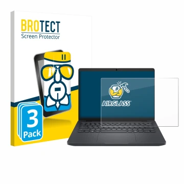 Parte frontal de un envase de producto con el logotipo de la marca BROTECT. Al lado se muestra el dispositivo Dell Pro Max 14 