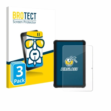 Parte frontal de un envase de producto con el logotipo de la marca BROTECT. Al lado se muestra el dispositivo Hotwav R10 Pro c