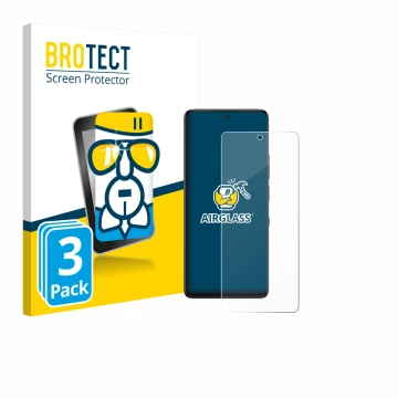 Parte frontal de un envase de producto con el logotipo de la marca BROTECT. Al lado se muestra el dispositivo TCL 60 NxtPaper 