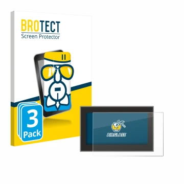 Parte frontal de un envase de producto con el logotipo de la marca BROTECT. Al lado se muestra el dispositivo Headrush Flex Pr