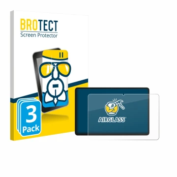 Parte frontal de un envase de producto con el logotipo de la marca BROTECT. Al lado se muestra el dispositivo Honor Pad 10 con