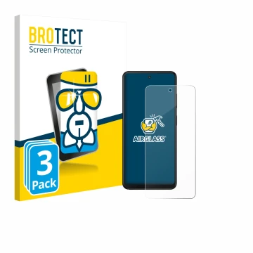 Parte frontal de un envase de producto con el logotipo de la marca BROTECT. Al lado se muestra el dispositivo Xplora HMD Fusio