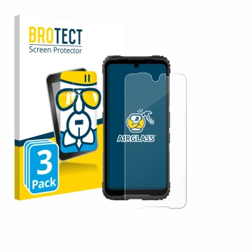 Parte frontal de un envase de producto con el logotipo de la marca BROTECT. Al lado se muestra el dispositivo Hammer Blade 5G 