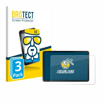 Parte frontal de un envase de producto con el logotipo de la marca BROTECT. Al lado se muestra el dispositivo Doogee Tab A9 co