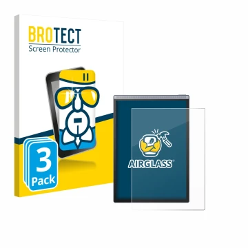 Parte frontal de un envase de producto con el logotipo de la marca BROTECT. Al lado se muestra el dispositivo iflytek Ainote A