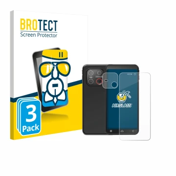 Parte frontal de un envase de producto con el logotipo de la marca BROTECT. Al lado se muestra el dispositivo Emporia Smart ME