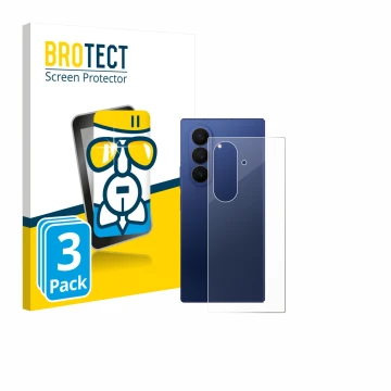 Parte frontal de un envase de producto con el logotipo de la marca BROTECT. Al lado se muestra el dispositivo Samsung Galaxy Z