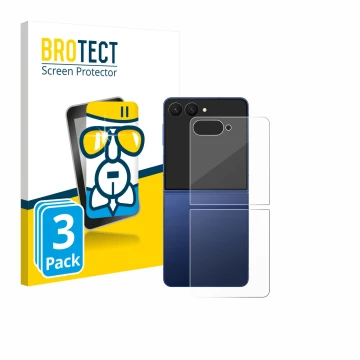 Parte frontal de un envase de producto con el logotipo de la marca BROTECT. Al lado se muestra el dispositivo Samsung Galaxy Z