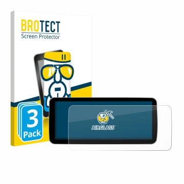 Parte frontal de un envase de producto con el logotipo de la marca BROTECT. Al lado se muestra el dispositivo Ninetom Car Radi