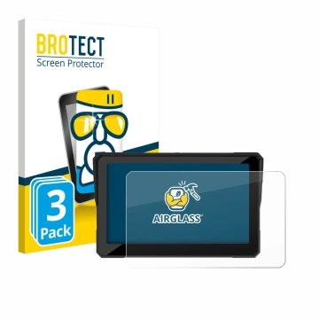 Parte frontal de un envase de producto con el logotipo de la marca BROTECT. Al lado se muestra el dispositivo Carpuride W702S 