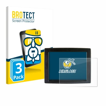 Parte frontal de un envase de producto con el logotipo de la marca BROTECT. Al lado se muestra el dispositivo John Deere Green