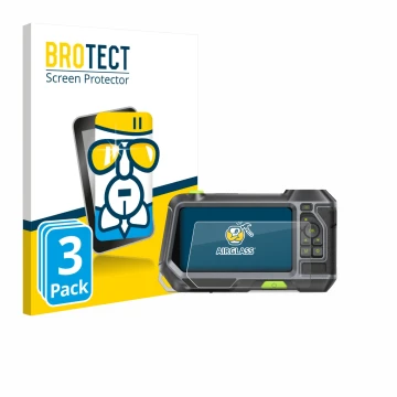 Parte frontal de un envase de producto con el logotipo de la marca BROTECT. Al lado se muestra el dispositivo Teslong NTS500 c