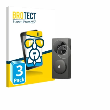 Parte frontal de un envase de producto con el logotipo de la marca BROTECT. Al lado se muestra el dispositivo Aqara Hub G410 c
