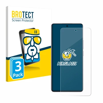 Parte frontal de un envase de producto con el logotipo de la marca BROTECT. Al lado se muestra el dispositivo realme 15 Pro co