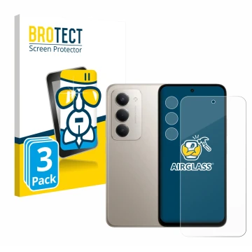 Parte frontal de un envase de producto con el logotipo de la marca BROTECT. Al lado se muestra el dispositivo Xiaomi Redmi 15 