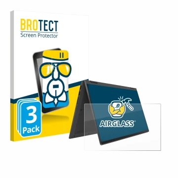 Parte frontal de un envase de producto con el logotipo de la marca BROTECT. Al lado se muestra el dispositivo Lenovo IdeaPad F