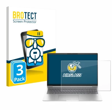 Parte frontal de un envase de producto con el logotipo de la marca BROTECT. Al lado se muestra el dispositivo HP EliteBook 6 G