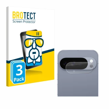 Parte frontal de un envase de producto con el logotipo de la marca BROTECT. Al lado se muestra el dispositivo Google Pixel 10 