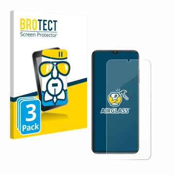 Parte frontal de un envase de producto con el logotipo de la marca BROTECT. Al lado se muestra el dispositivo Oukitel C1 con s