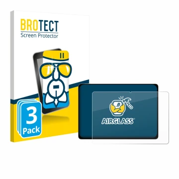 Parte frontal de un envase de producto con el logotipo de la marca BROTECT. Al lado se muestra el dispositivo Honor Magicpad 3