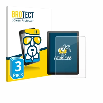 Parte frontal de un envase de producto con el logotipo de la marca BROTECT. Al lado se muestra el dispositivo Bigme B6 Color c