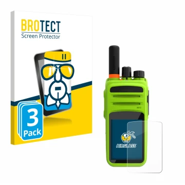 Parte frontal de un envase de producto con el logotipo de la marca BROTECT. Al lado se muestra el dispositivo Talkpod N58 Plus