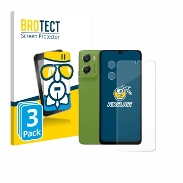 Parte frontal de un envase de producto con el logotipo de la marca BROTECT. Al lado se muestra el dispositivo Motorola Moto G0