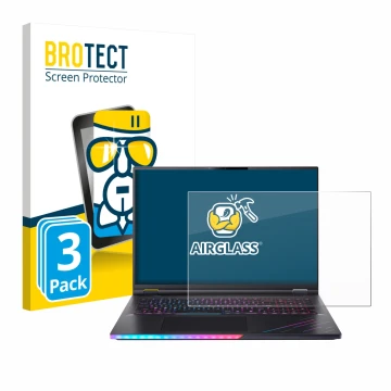 Parte frontal de un envase de producto con el logotipo de la marca BROTECT. Al lado se muestra el dispositivo Acer Predator He