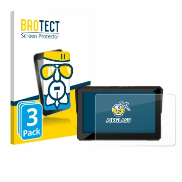 Parte frontal de un envase de producto con el logotipo de la marca BROTECT. Al lado se muestra el dispositivo Carpuride W502 P