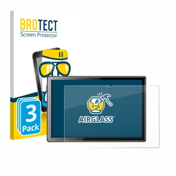 Parte frontal de un envase de producto con el logotipo de la marca BROTECT. Al lado se muestra el dispositivo Tibuta A10 10.1